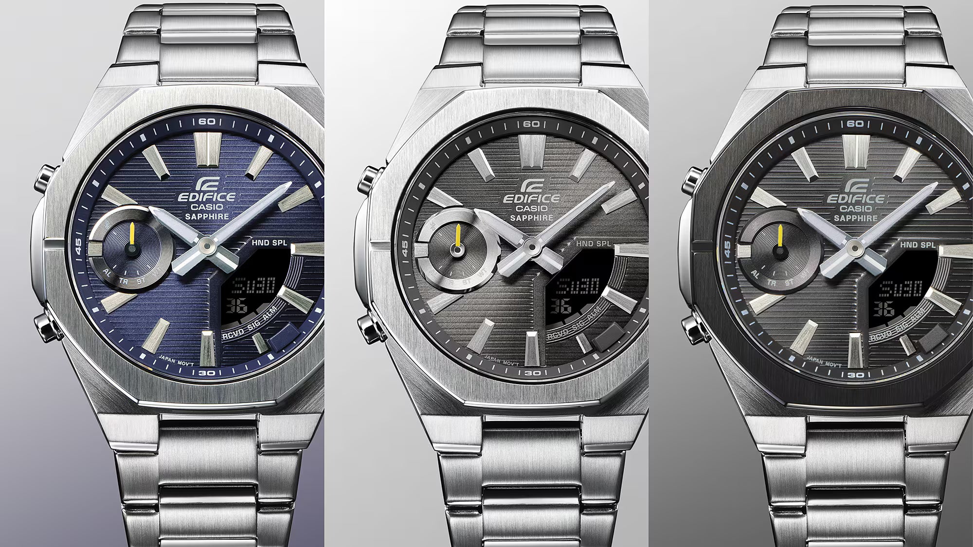 Montre Casio Edifice Premium acier argenté cadran bleu ECB-S10D-2AEF