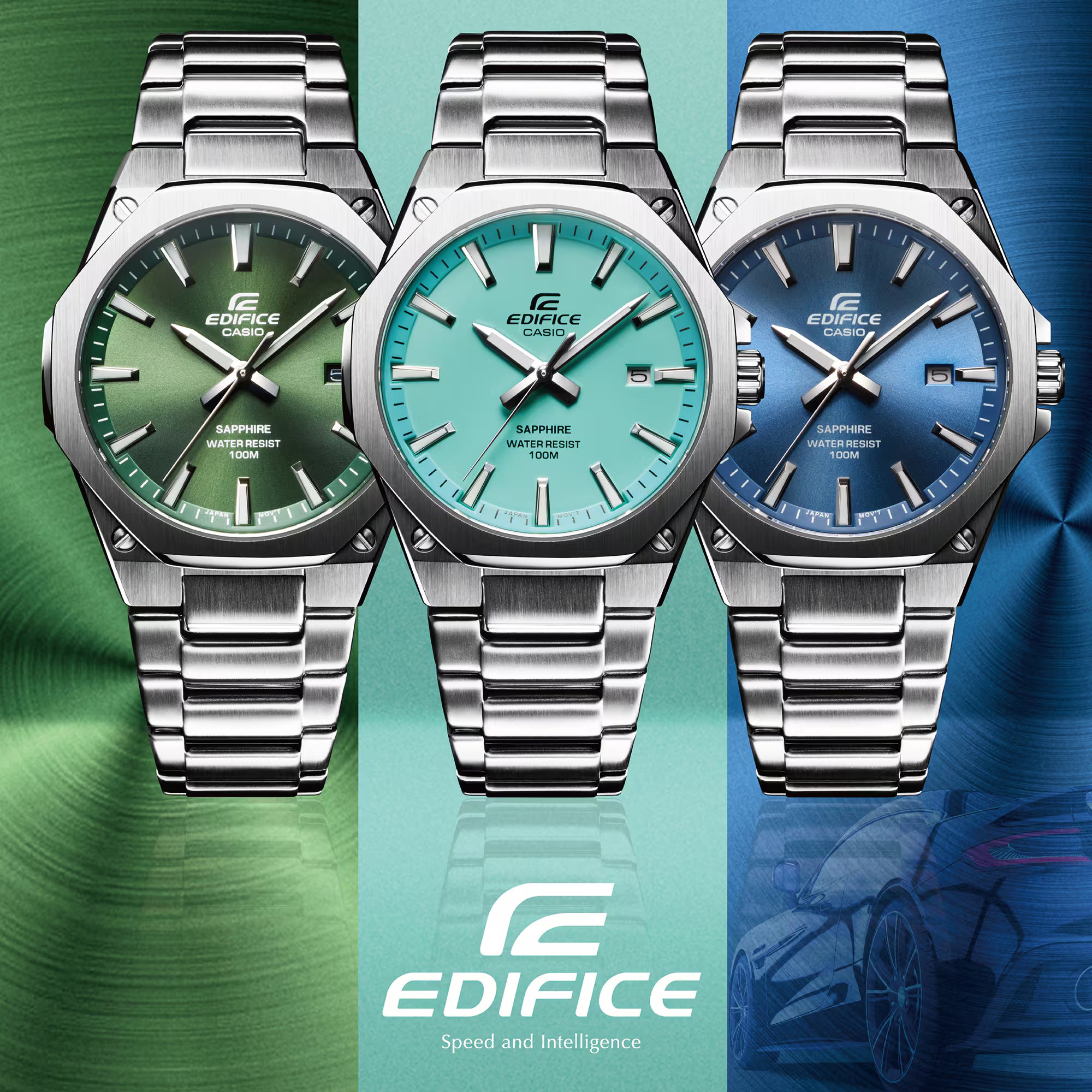 Montre Casio Edifice Premium slim acier argenté cadran vert EFR-S108D-3AVUEF
