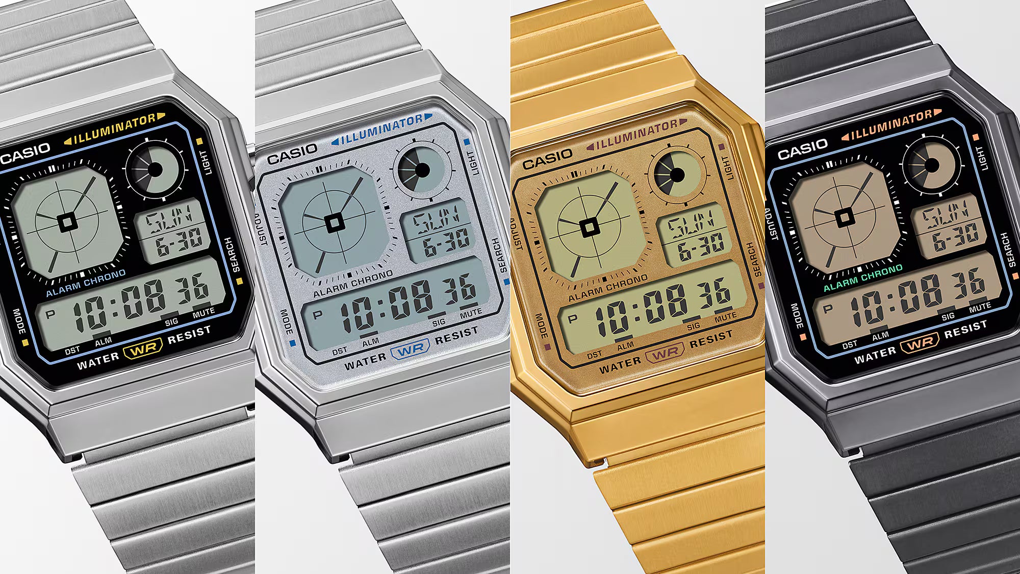 Montre Casio Vintage Edgy dorée acier inoxydable A130WEG‑9AEF