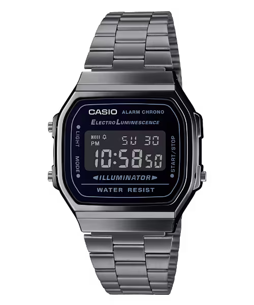 Montre Casio Vintage Iconic noir acier inoxydable A168WEGG‑1BEF