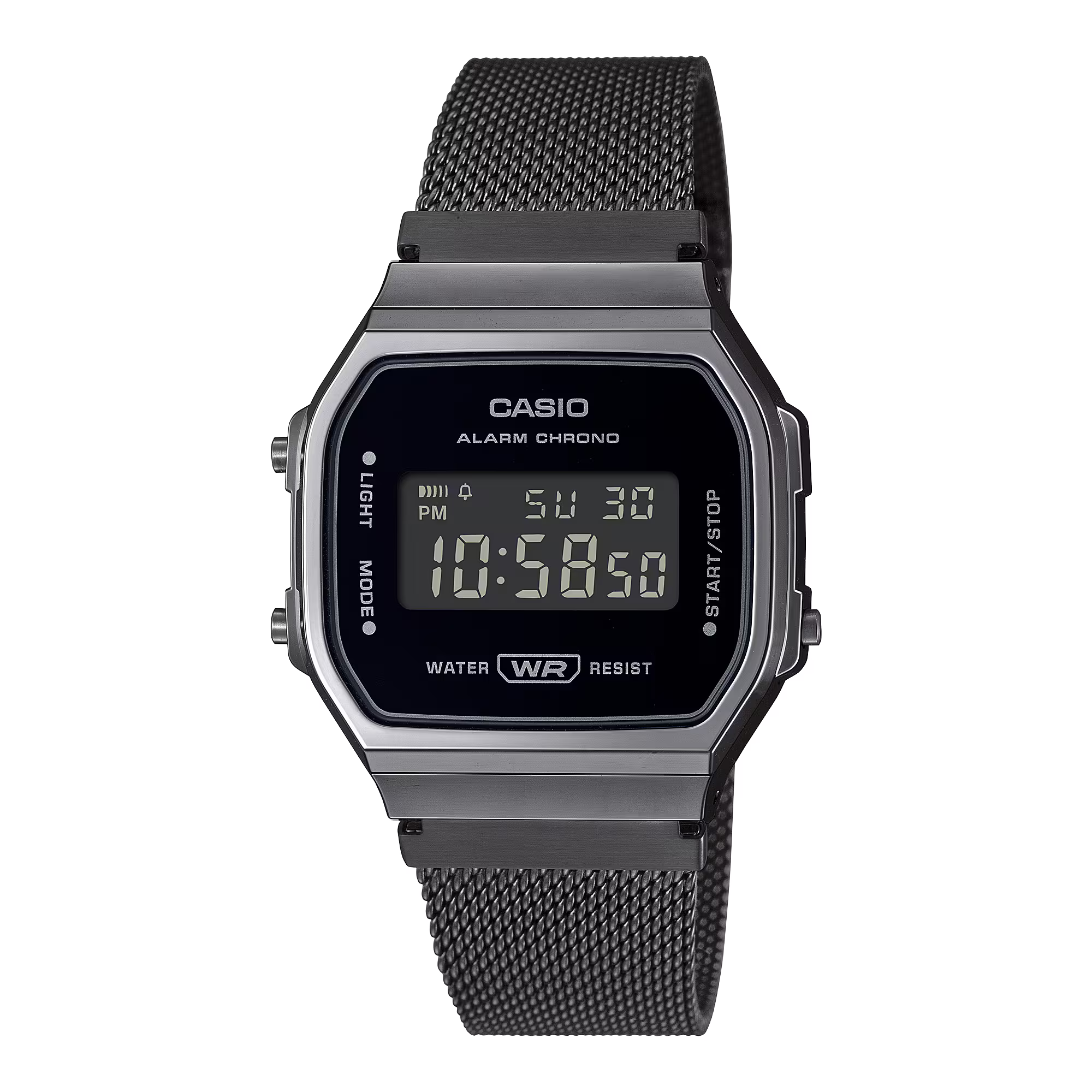 Montre Casio Vintage Iconic noir acier brossé A168WEMB‑1BEF
