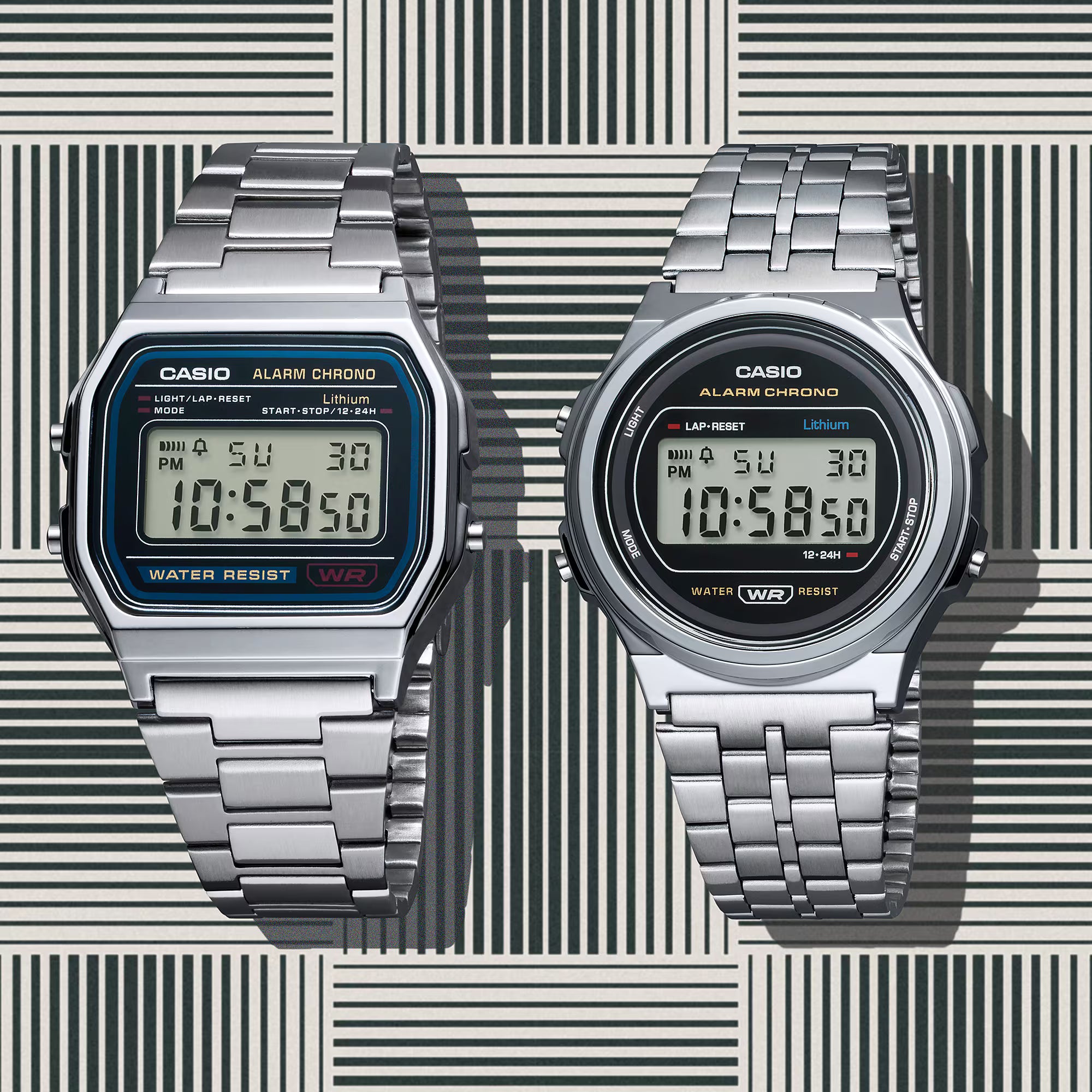 Montre Casio Vintage Round argentée noire A171WE‑1AEF