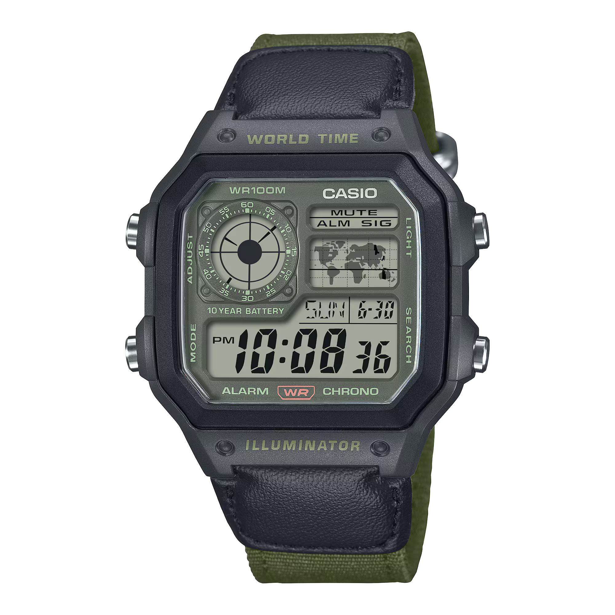 Montre Casio Timeless kaki AE‑1200WHUB‑3AVEF