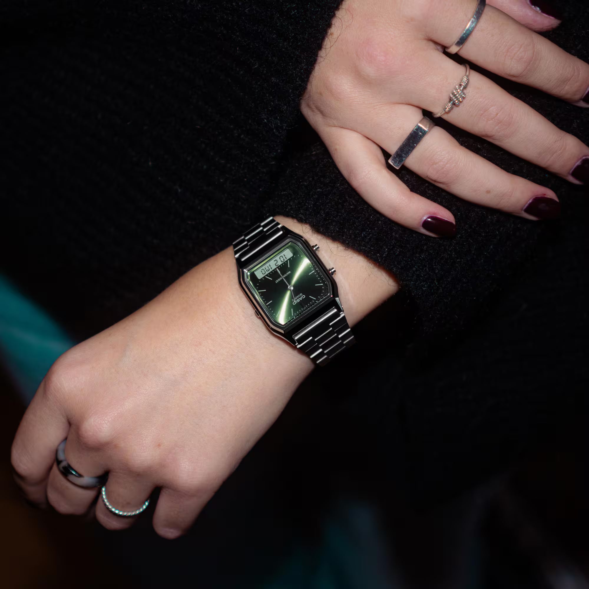 Montre Casio Vintage cadran vert digital-analogique AQ-230A-3AMQYES