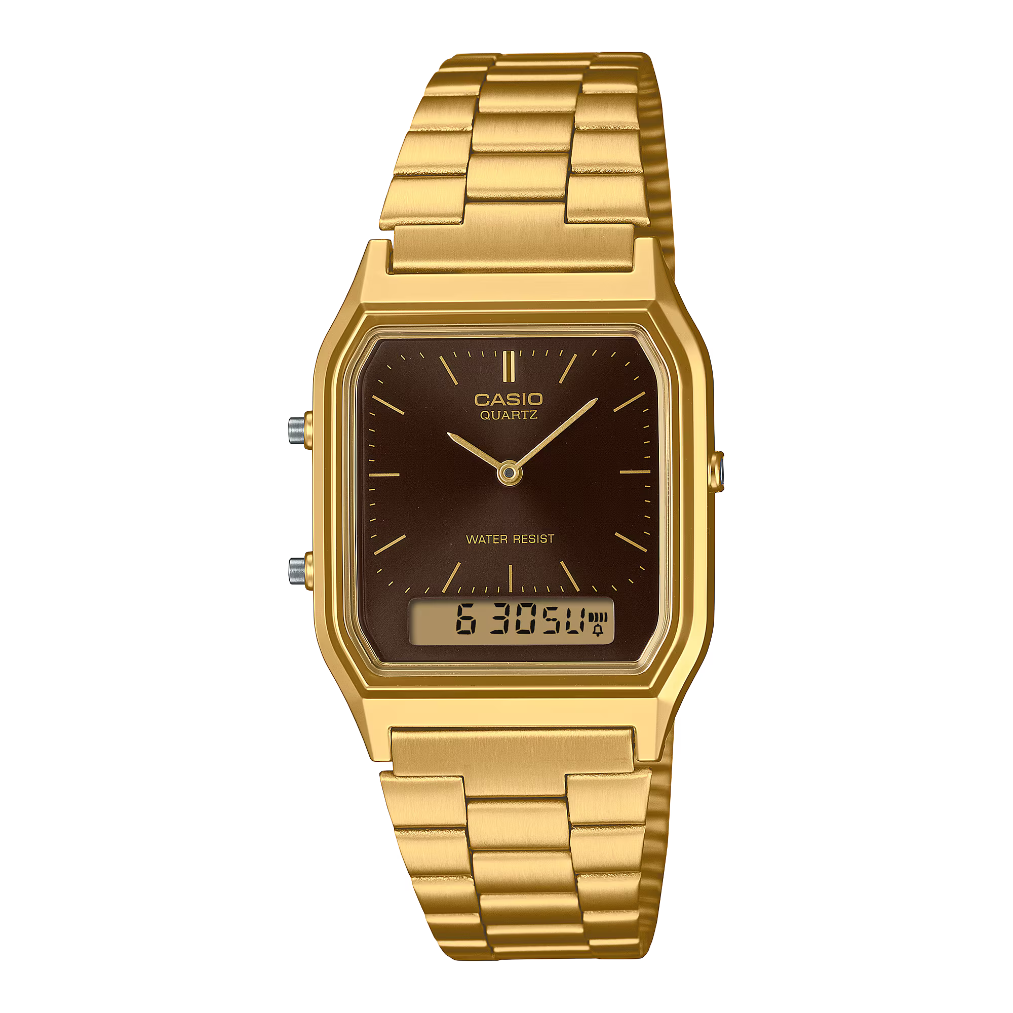 Montre Casio Vintage Edgy acier inoxydable doré cadran marron AQ-230GA-5AMQYES