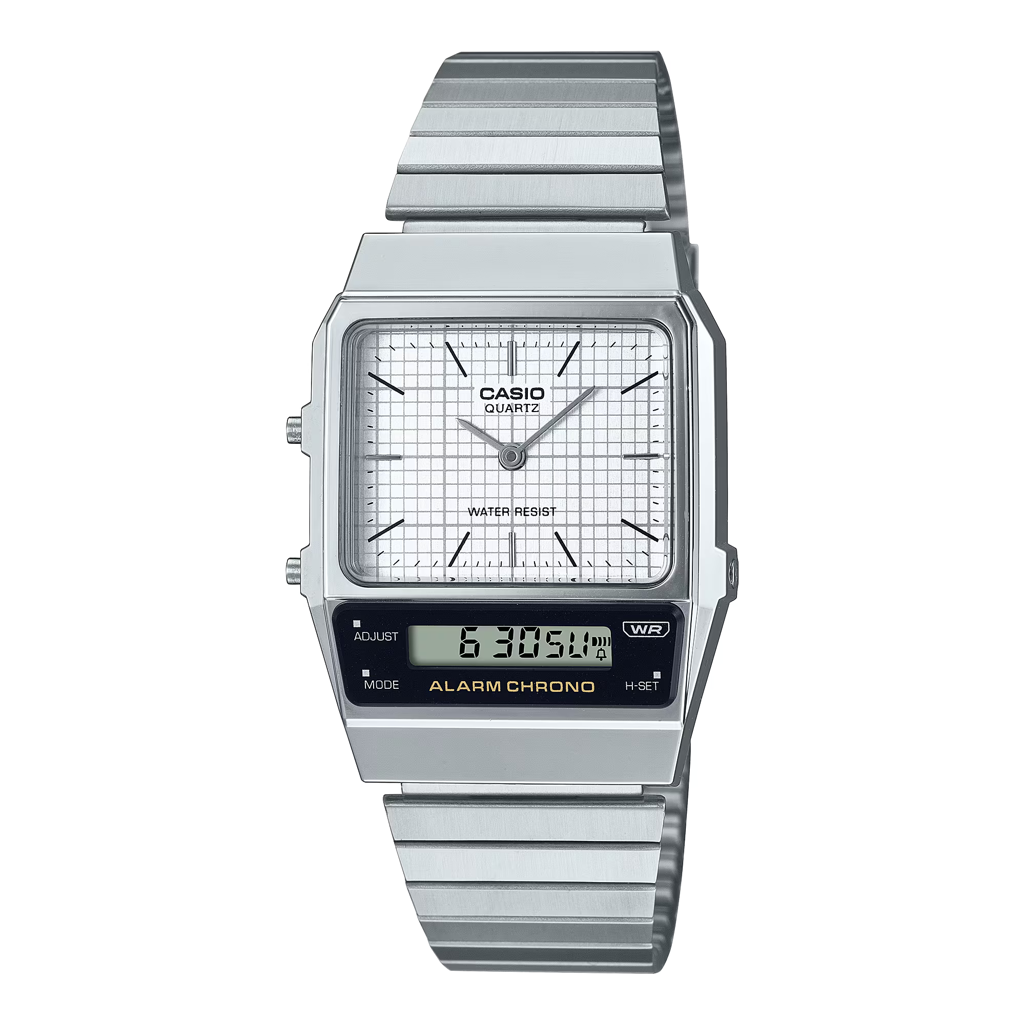 Montre Casio Vintage Edgy acier inoxydable argenté cadran argent AQ-800E-7AEF