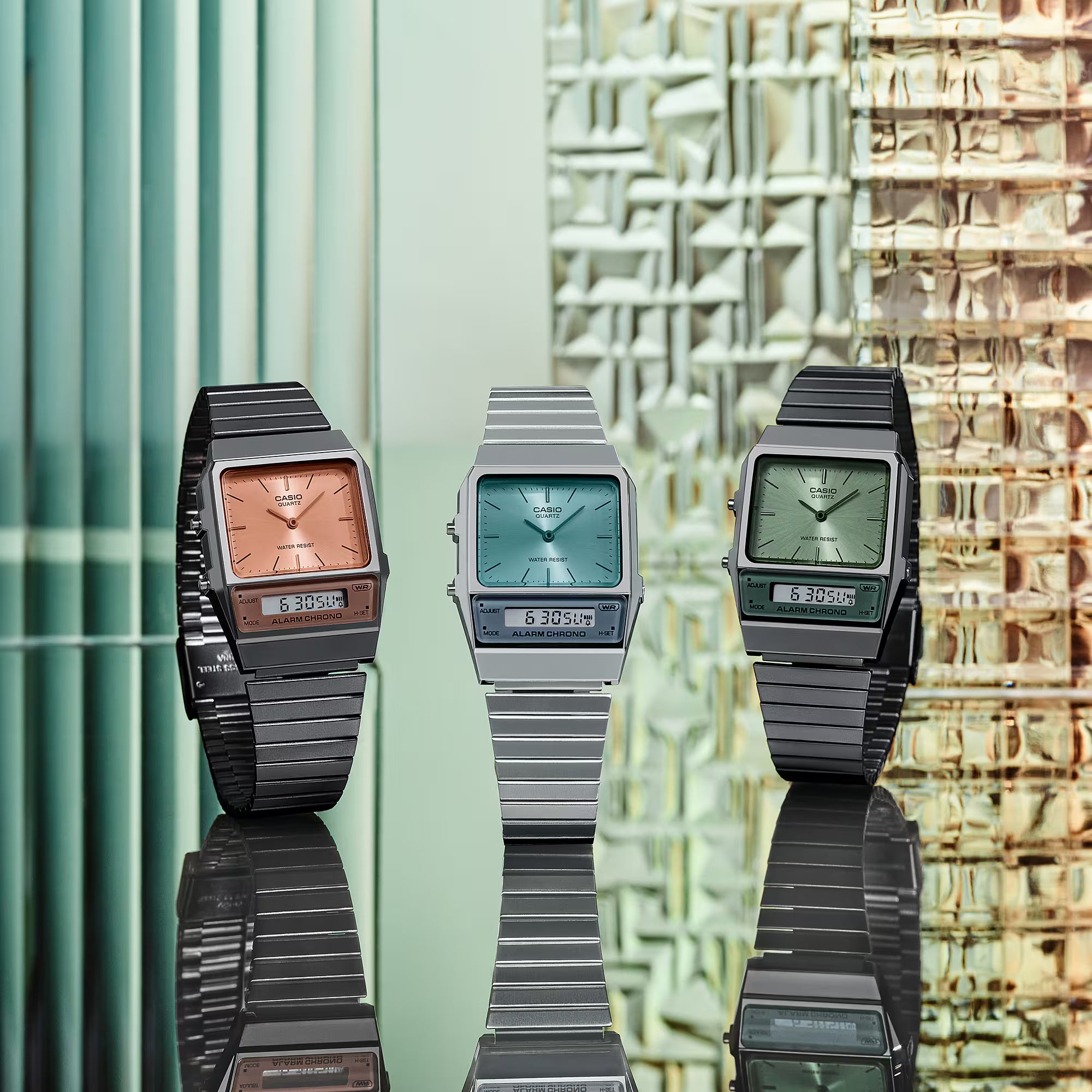 Montre Casio Vintage Edgy bracelet acier bleu AQ-800EC-2AEF