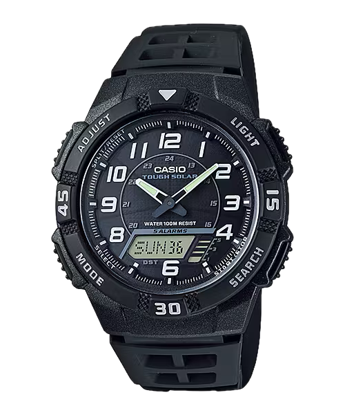 Montre Casio Timeless Premium solaire bracelet résine noire AQ-S800W-1BVEF