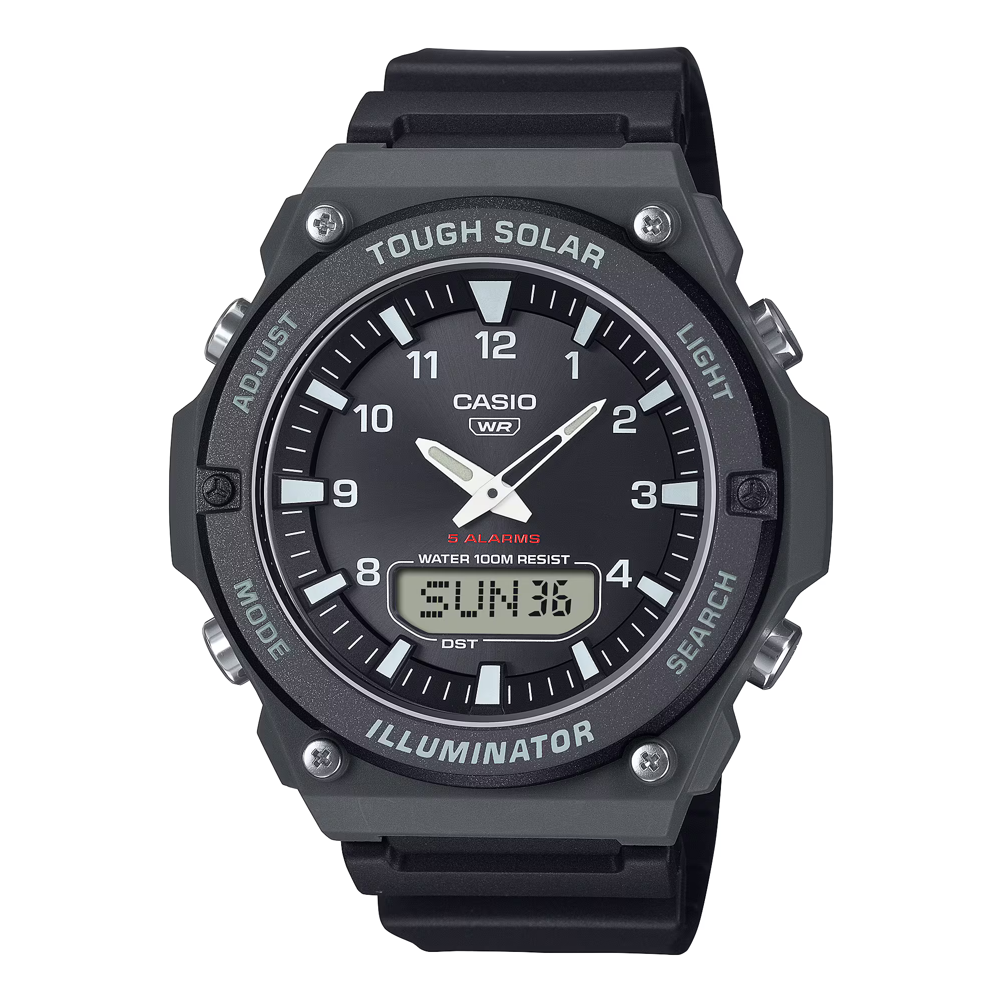 Montre Casio Timeless Premium solaire bracelet résine noire AQ-S820W-1AVEF