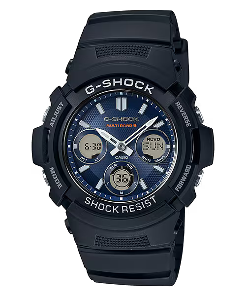 Montre Casio G-Shock Premium solaire radio-pilotée bleu et noir AWG-M100SB-2AER