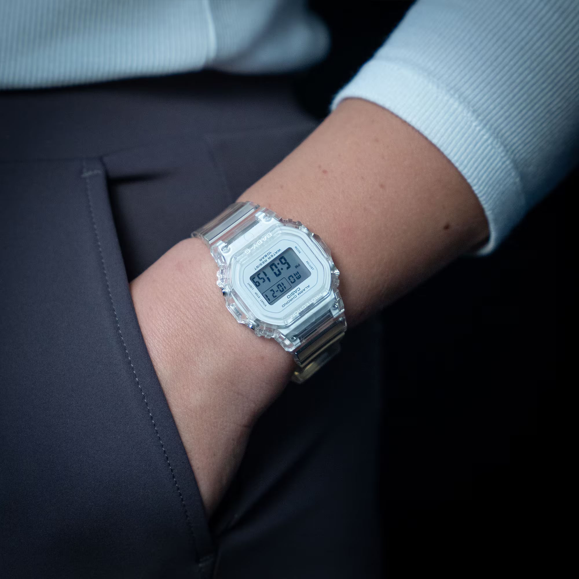 Montre Casio G-Shock blanche transparente solaire BGD-565US-7ER