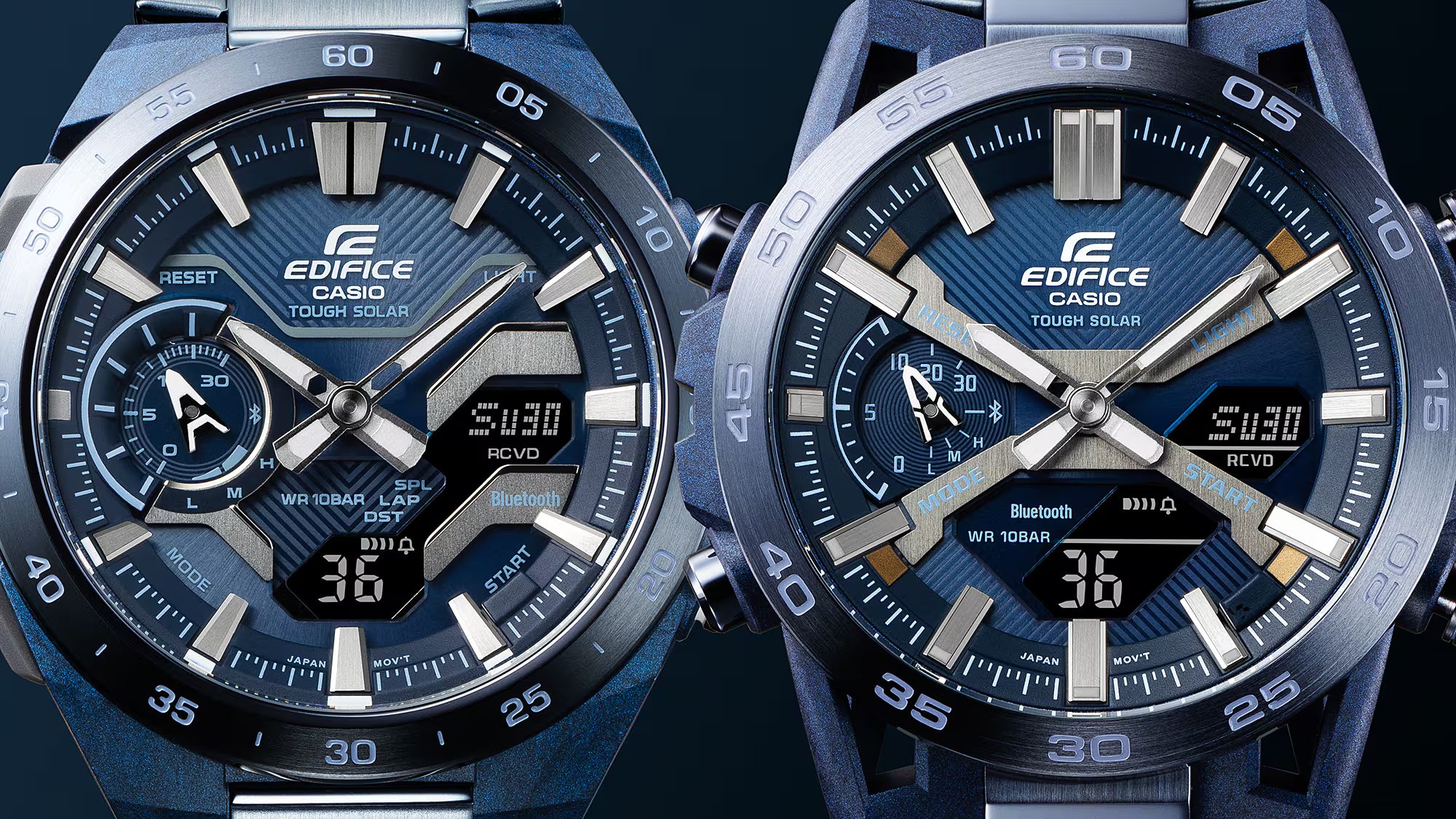 Montre Casio Edifice Premium carbone et bleu ECB-2000CB-2AEF