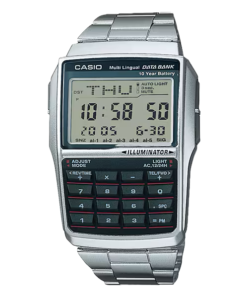 Montre Casio Vintage Edgy argentée calculatrice DBC-32D-1AES