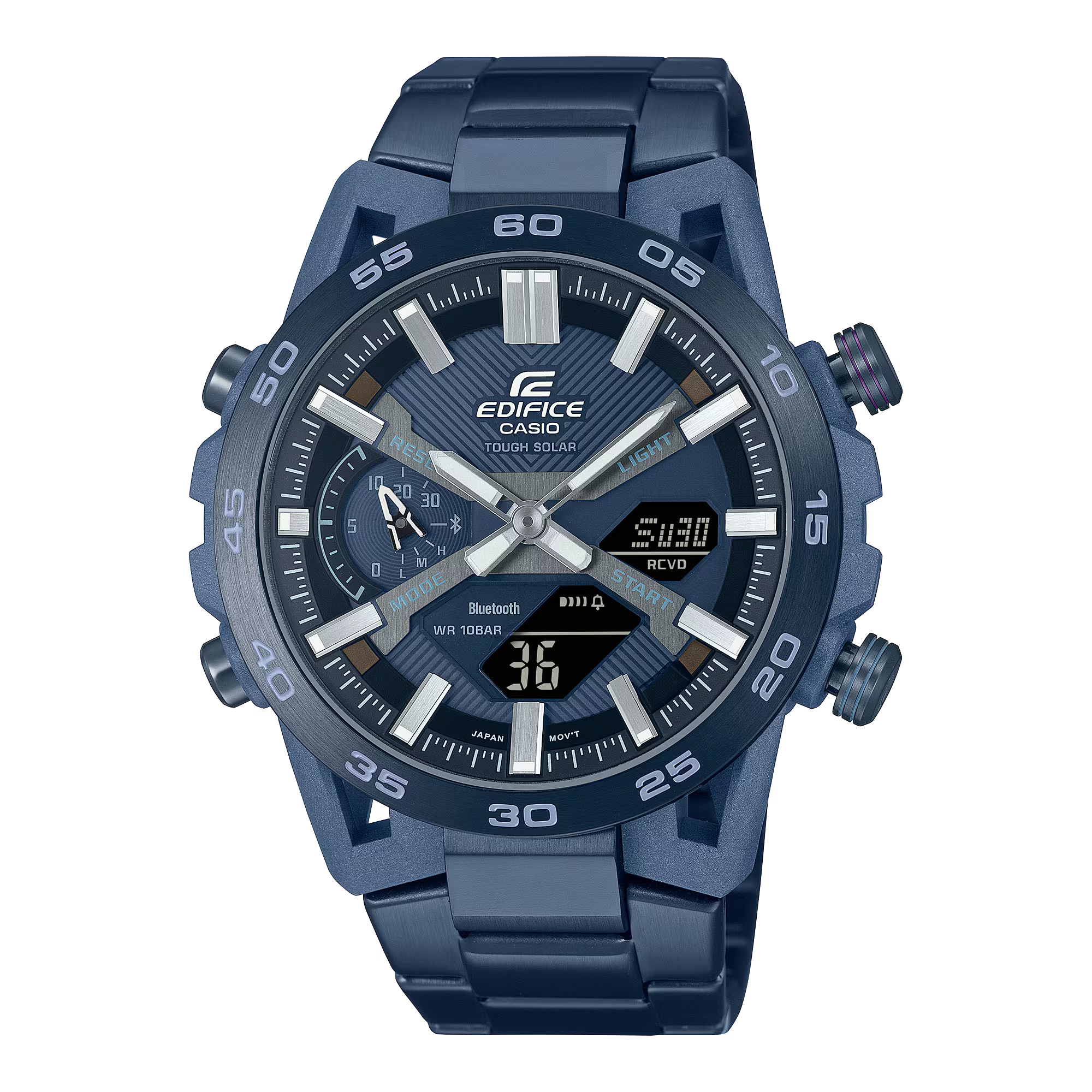 Montre Casio Edifice Premium carbone et bleu ECB-2000CB-2AEF
