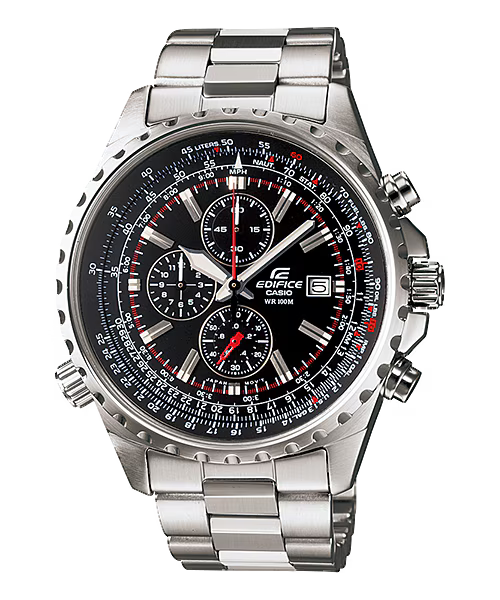 Montre Casio Edifice Premium chronographe acier argenté cadran noir EF-527D-1AVEF
