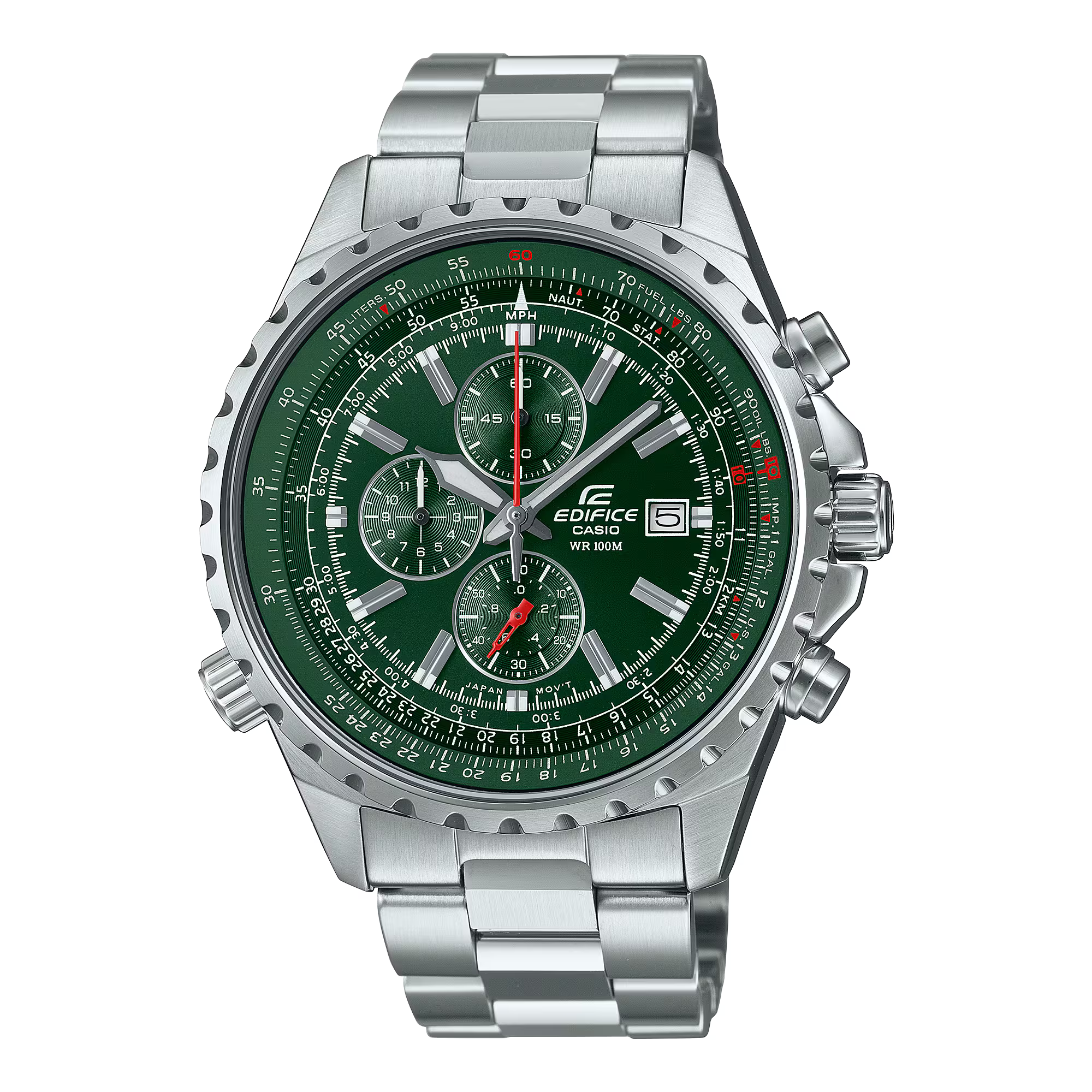 Montre Casio Edifice Premium chronographe acier argenté cadran vert EF-527D-3AVUEF