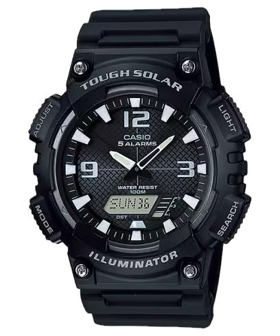 Montre Casio Timeless Premium solaire bracelet résine noire AQ-S810W-1AVEF