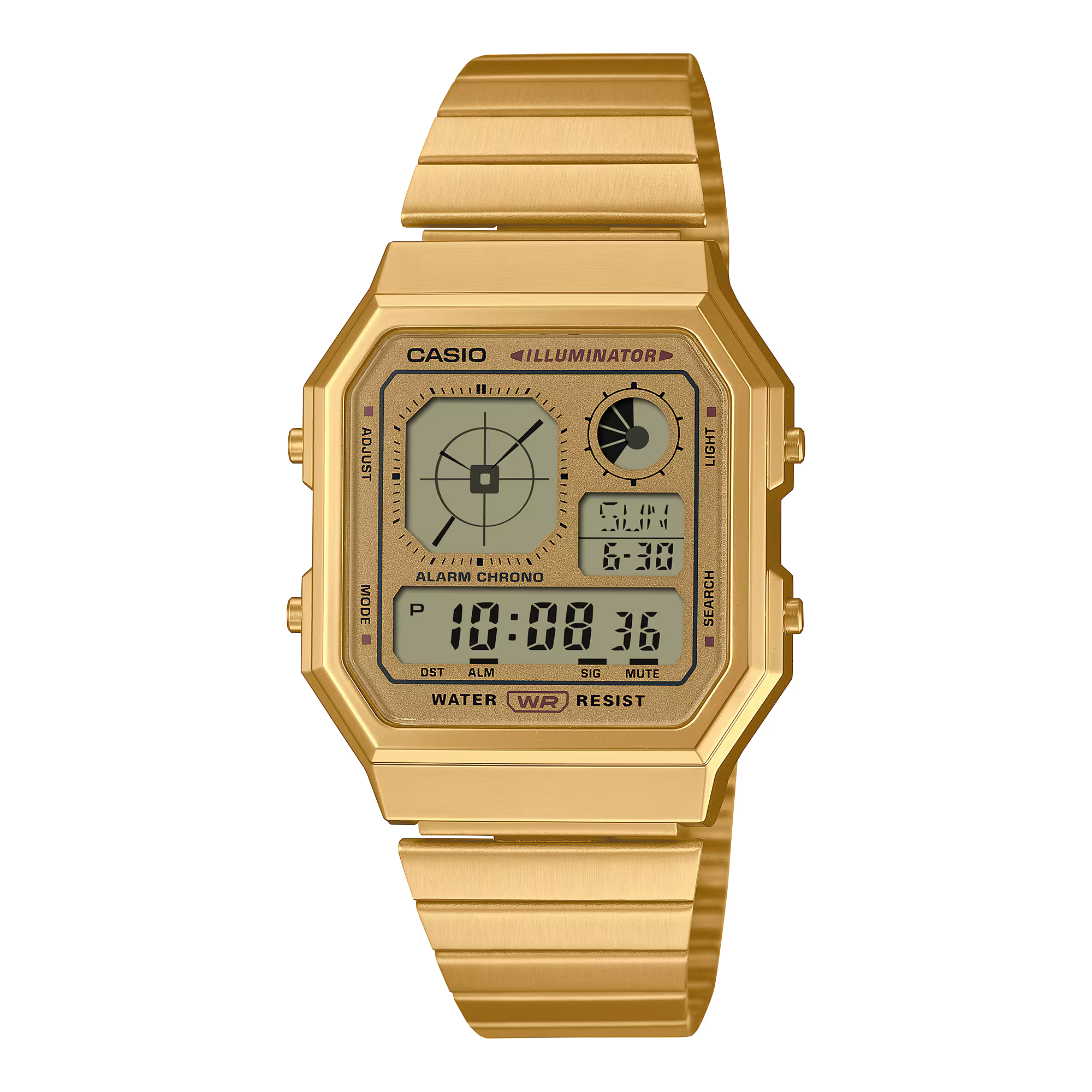 Montre Casio Vintage Edgy dorée acier inoxydable A130WEG‑9AEF